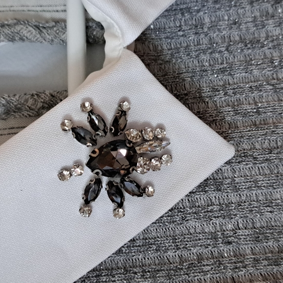 Sparkly Grey Sweater with Rhinestone Collar - Picture 2 of 9
